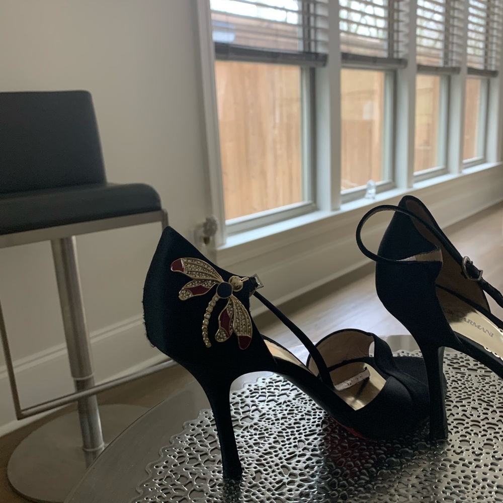 Armani satin dragonfly heels...new..size 41